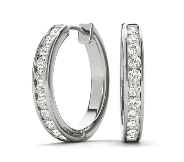 Channel-Set Diamond Hoop Earrings